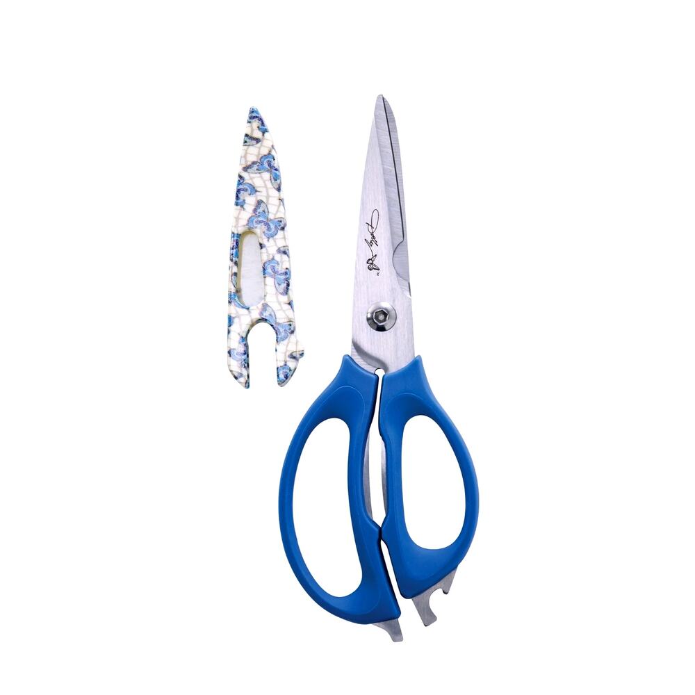 Dolly Parton 4-in-1 Kitchen Scissors with Blue Butterfly Pattern NEW